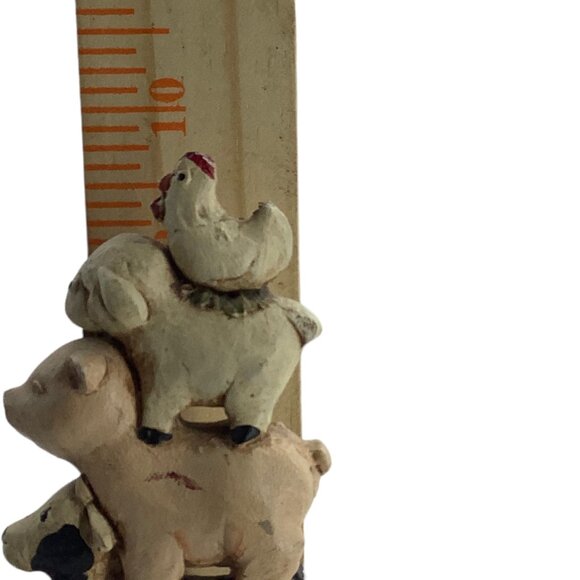 Vtg JS 1992 Noah's Ark Stacked Animals Nursery Primitive Decor RARE Earthenware - Picture 8 of 8